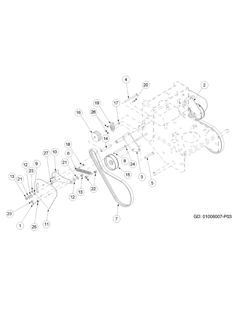 Vari-Touch Drive Assembly Diagram and Parts List for G1332 55AI5GMQ750-WAM Cub Cadet Lawn Mower